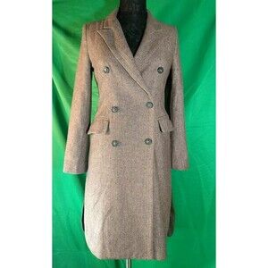 Essue Women's Wool Blend Colorblock‎ Herribone Pattern Lined Coat Size Small
